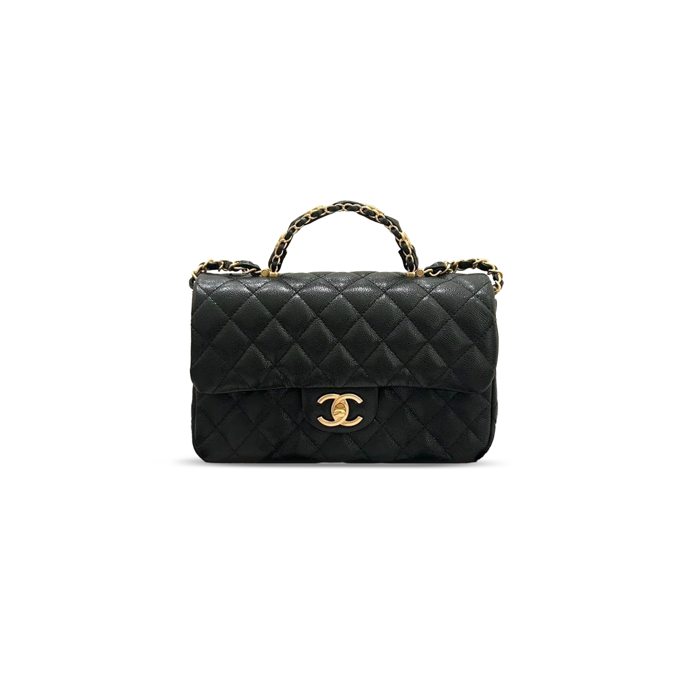 Ch*el 25b mini classic bag grained calfskin as2431 (22.5*13.5*6cm)